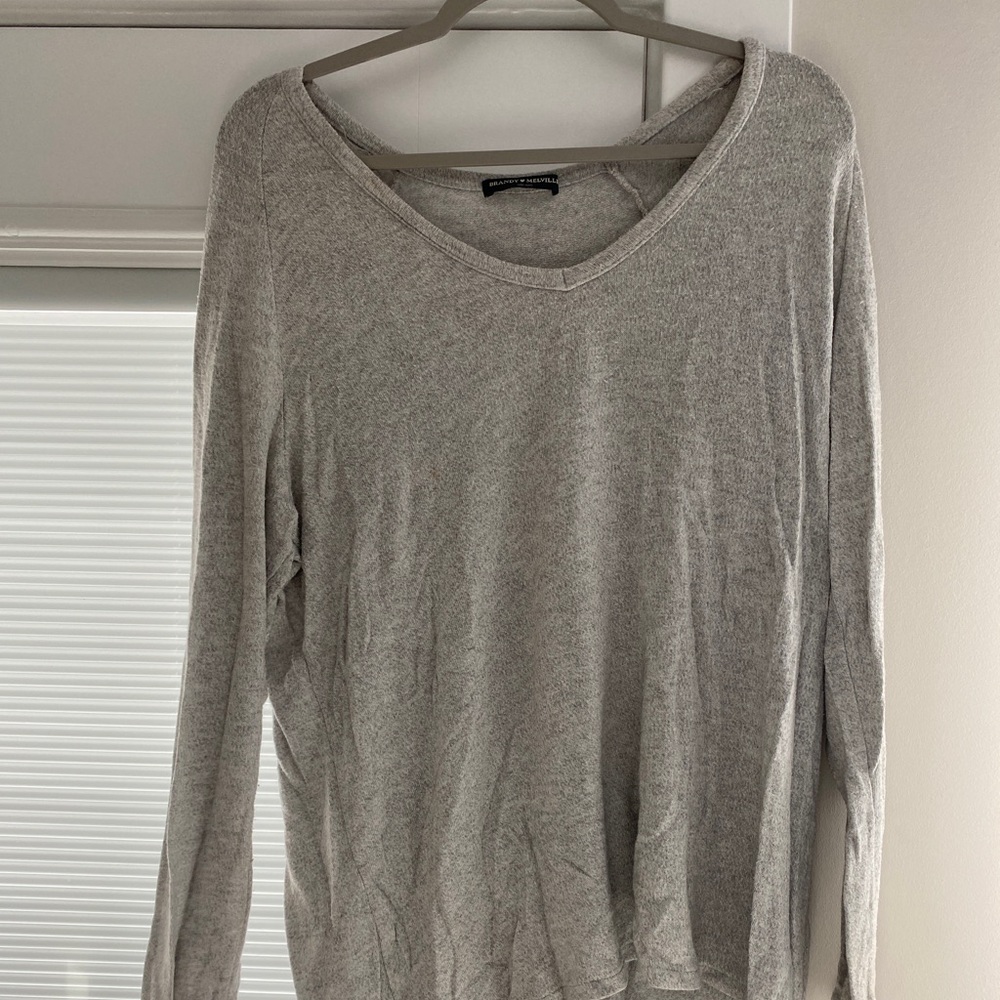 Brandy Melville Grey V Neck Sweater